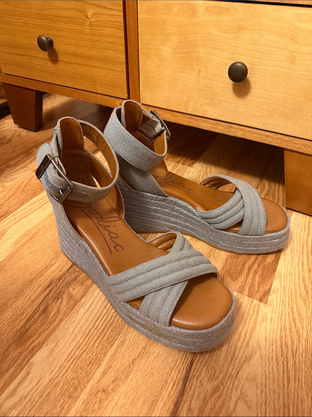 Zodiac Light Blue Wedge Espadrille Sandals